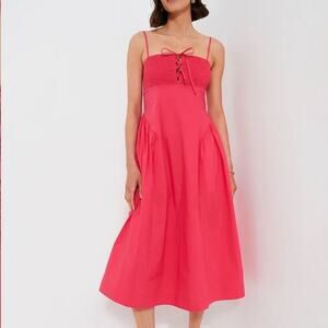 NWT Hyacinth House Watermelon Smocked Serafina Midi Dress Pink Coral Medium